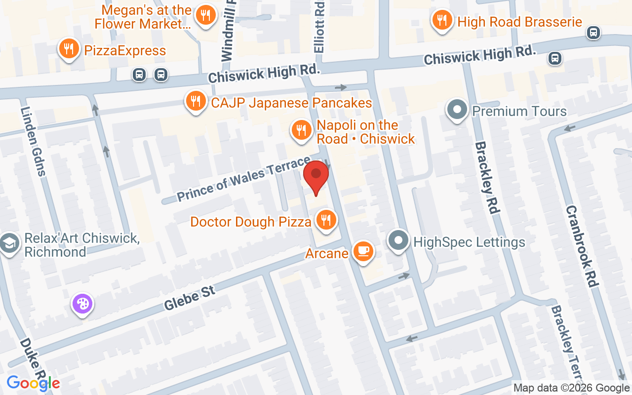 Map showing the location of Genco Male Grooming Chiswick