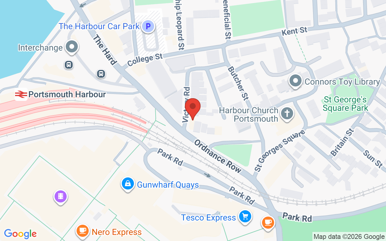 Map showing the location of Green Mango Portsmouth