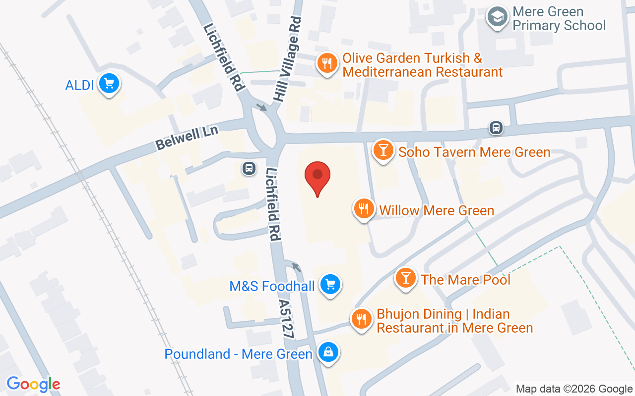 Map showing the location of JAMES BUSHELL SUTTON COLDFIELD