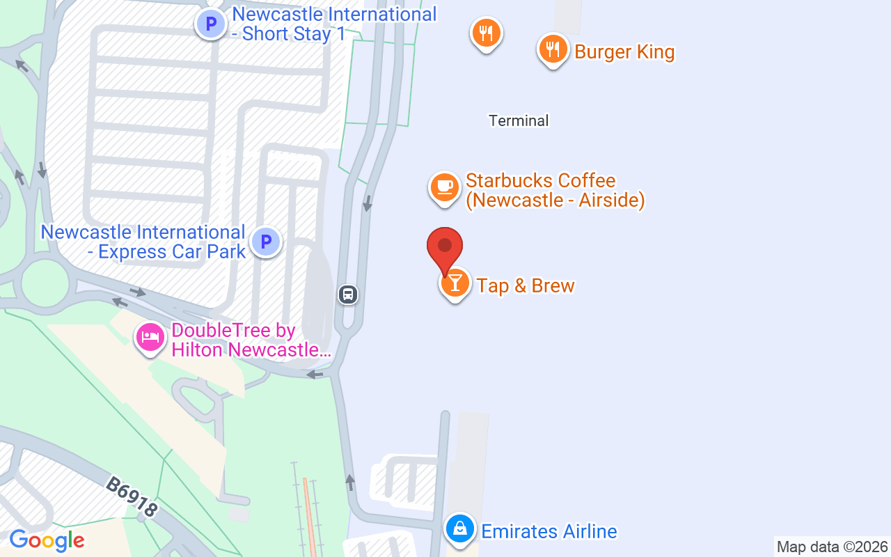 Map showing the location of Newcastle International (Departure Lounge)
