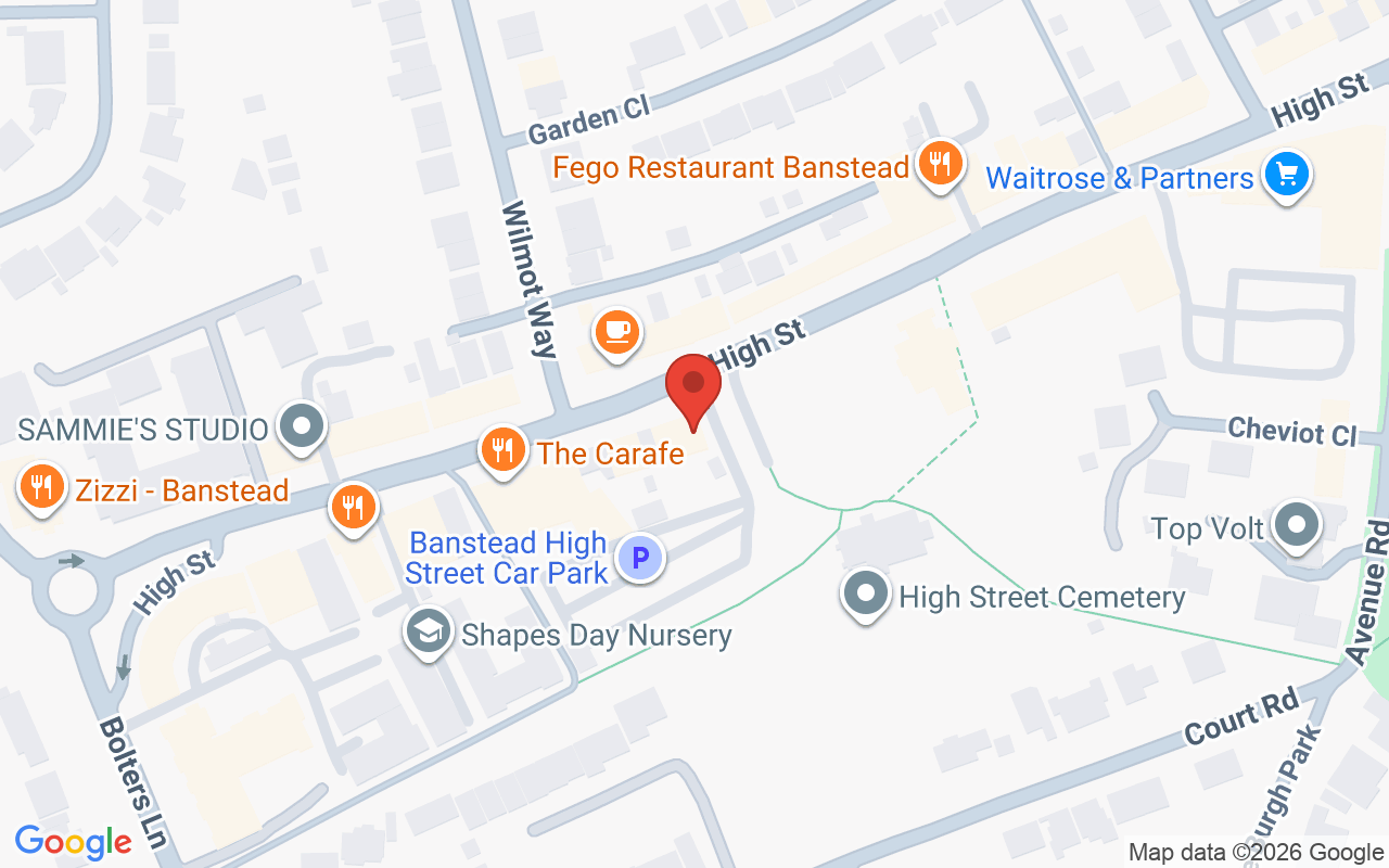 Map showing the location of Ora Hair Banstead