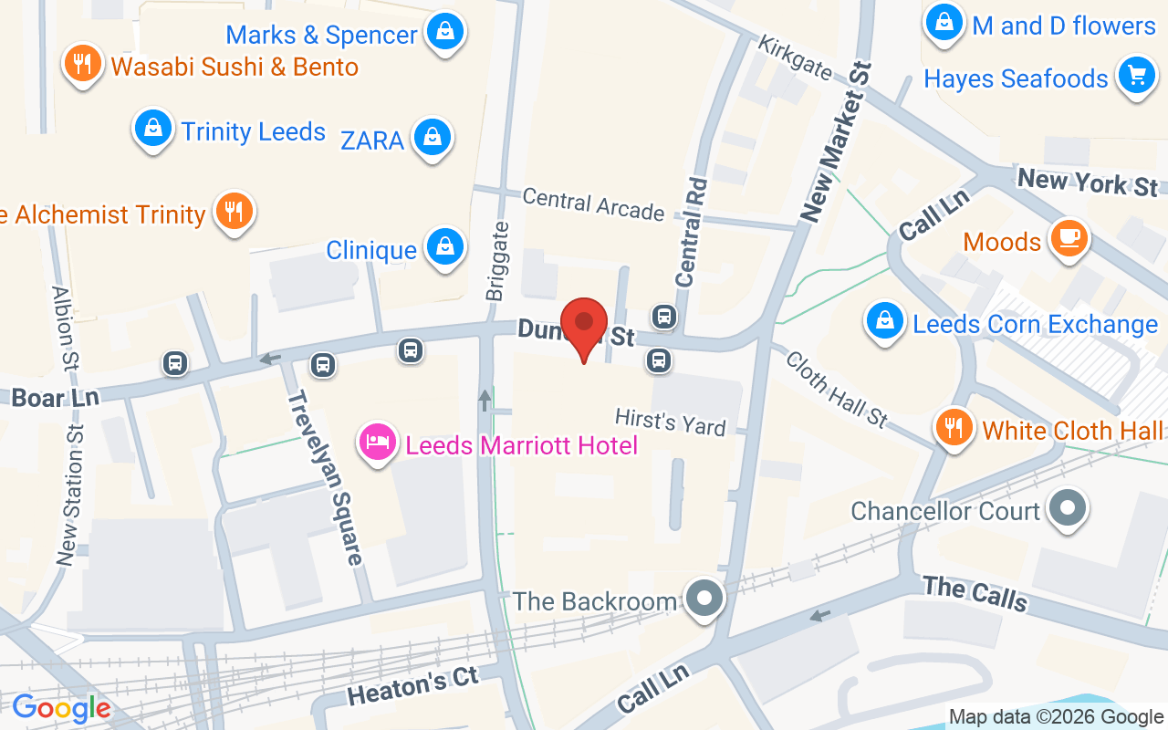 Map showing the location of PA Leeds