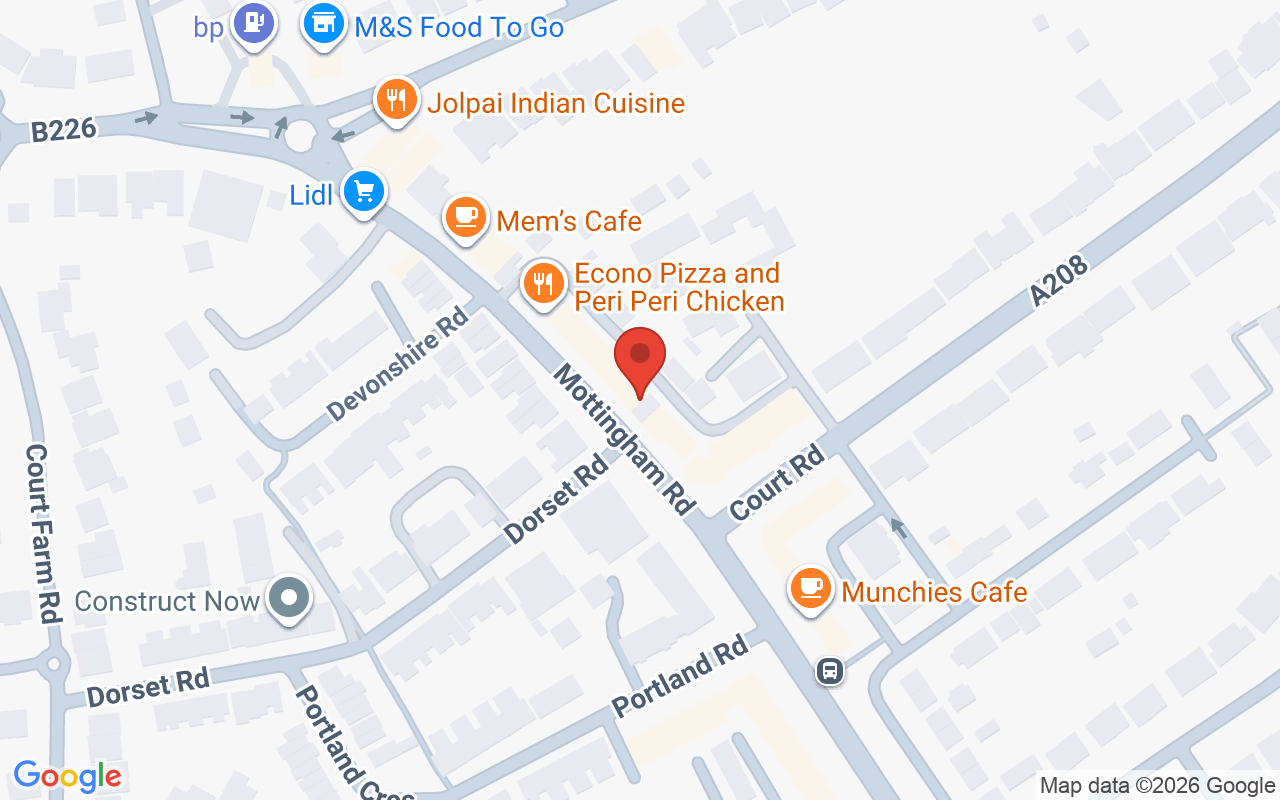 Map showing the location of Raw Mottingham