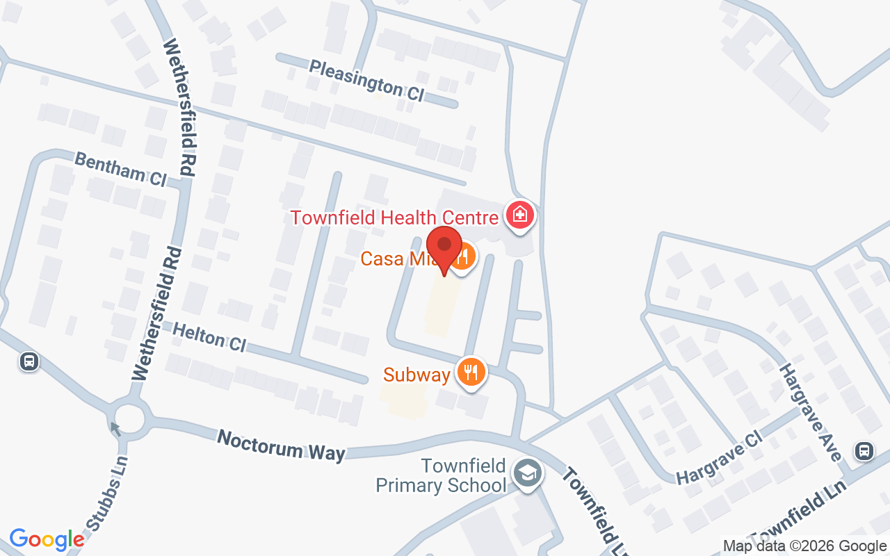Map showing the location of The Colour Bar -townfield close