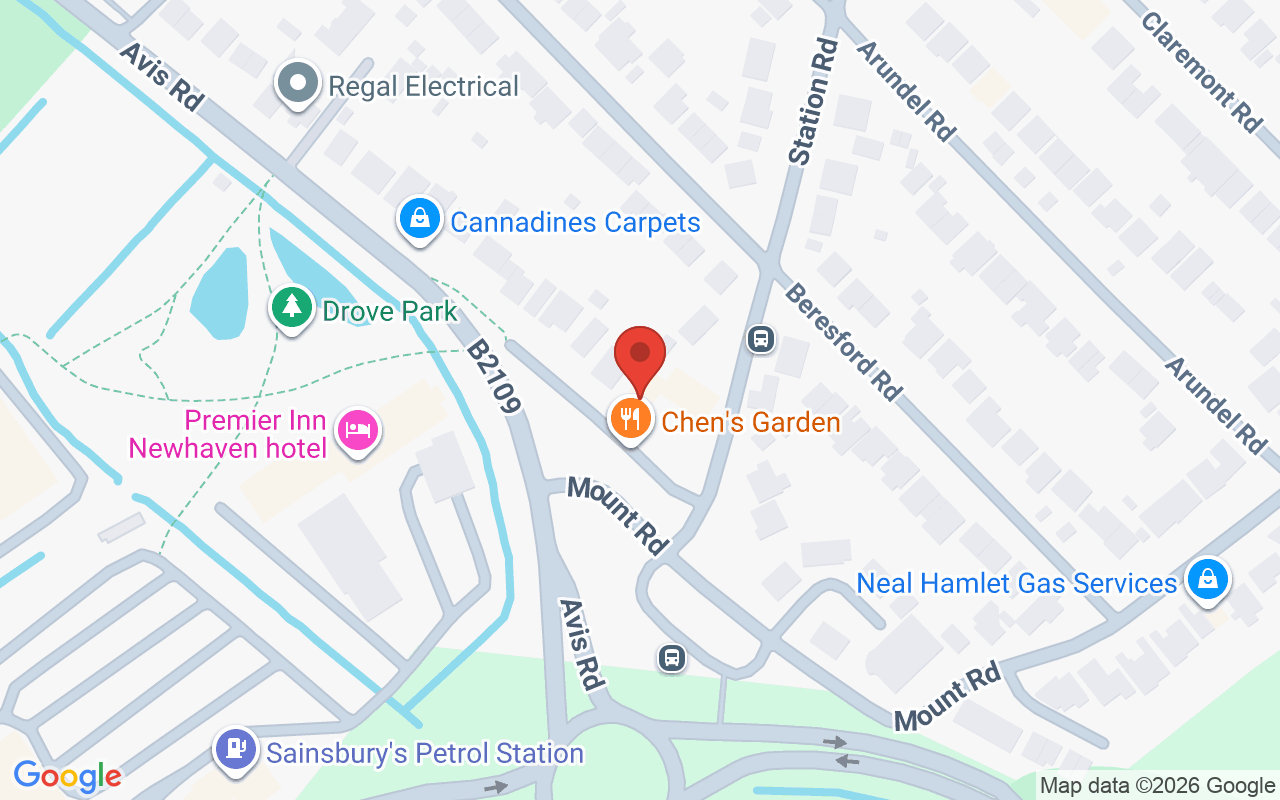 Map showing the location of The Glam Bar Newhaven