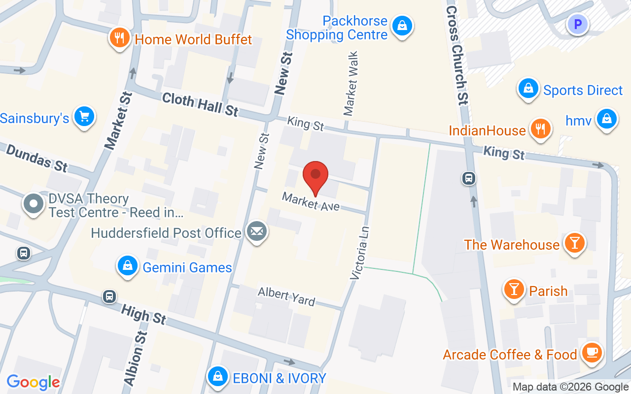 Map showing the location of Top Cuts Huddersfield