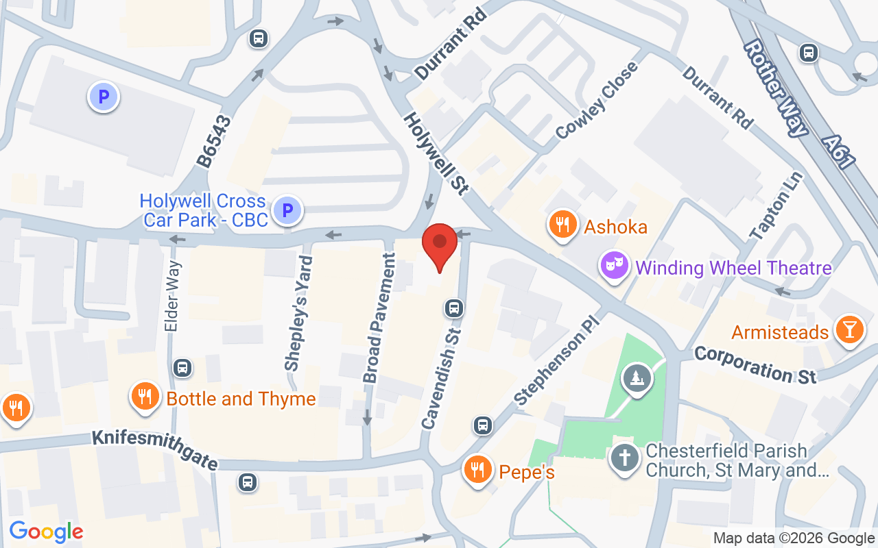 Map showing the location of Victoria Hallam Hair Salon