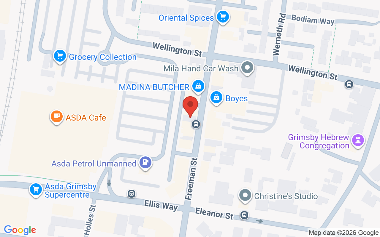Map showing the location of FRINGE benefits grimsby