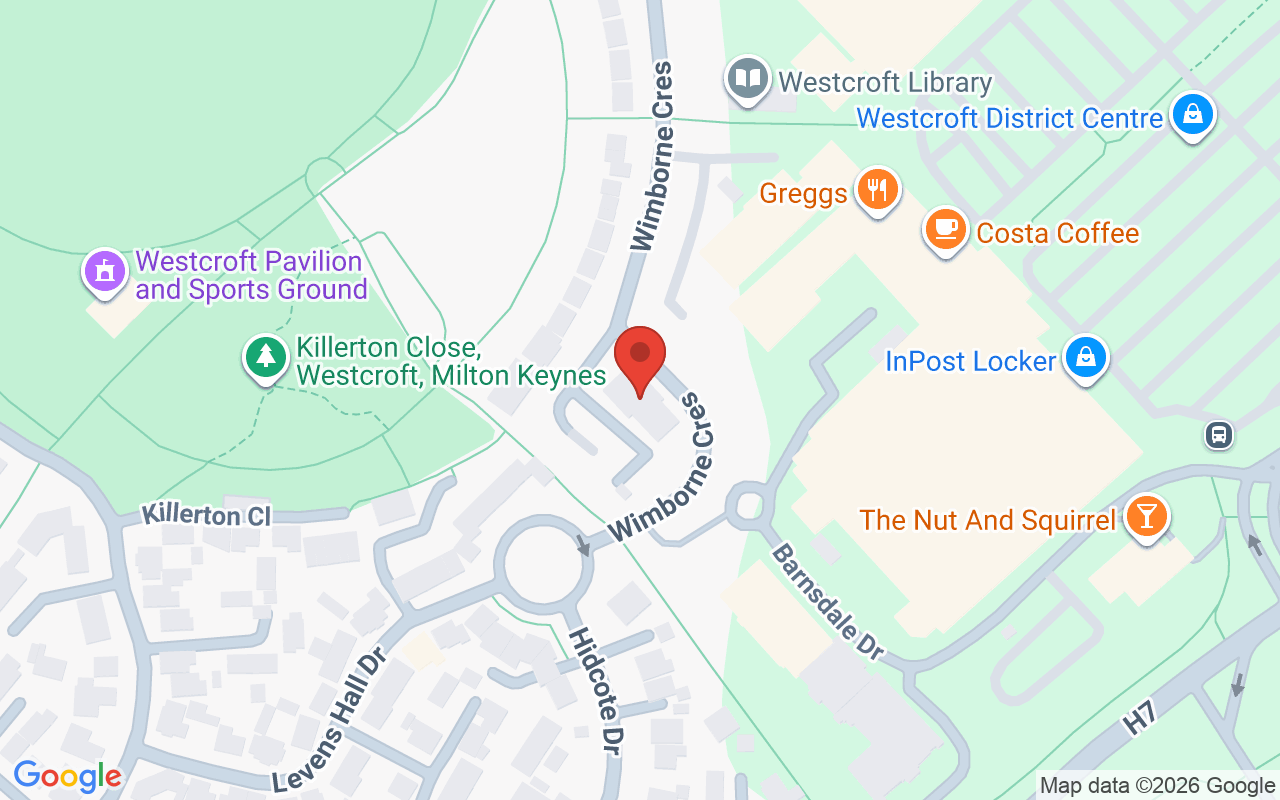 Map showing the location of Central Barbers Westcroft