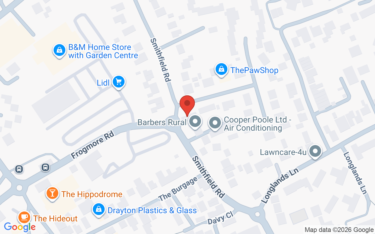 Map showing the location of The Salon Upstairs