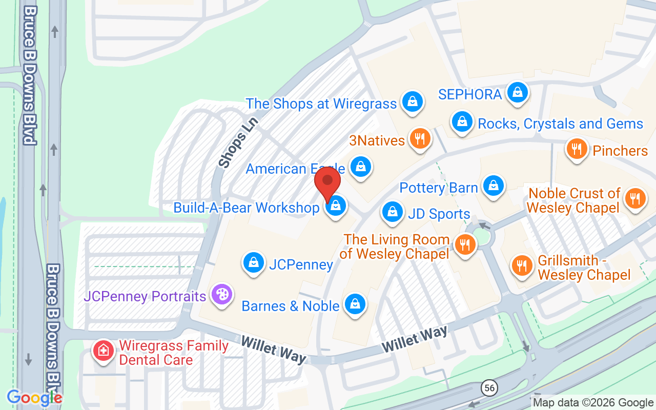 Map showing the location of Venetian Nail Spa Wesley Chapel