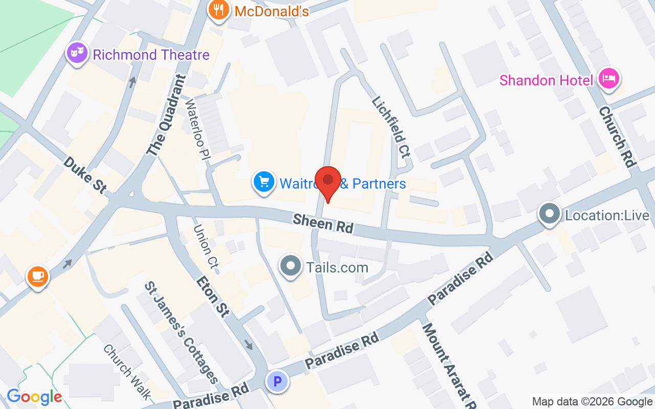 Map showing the location of Sheen Hair Salon