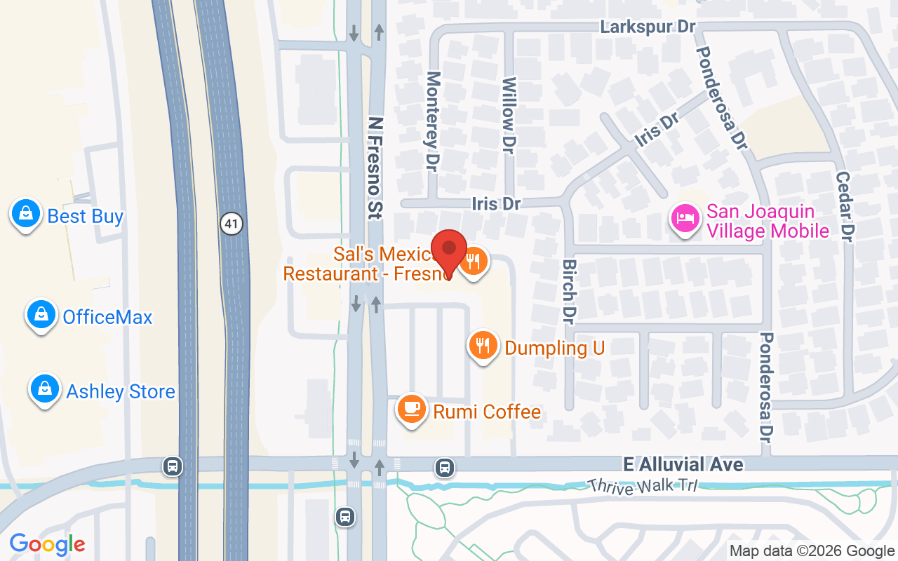 Map showing the location of Highlights Fresno