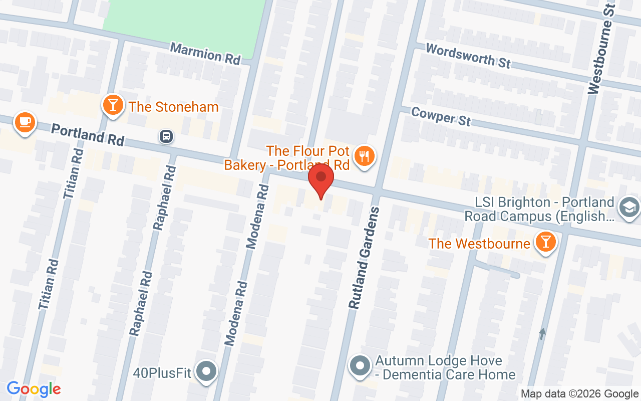 Map showing the location of 134 Portland Road