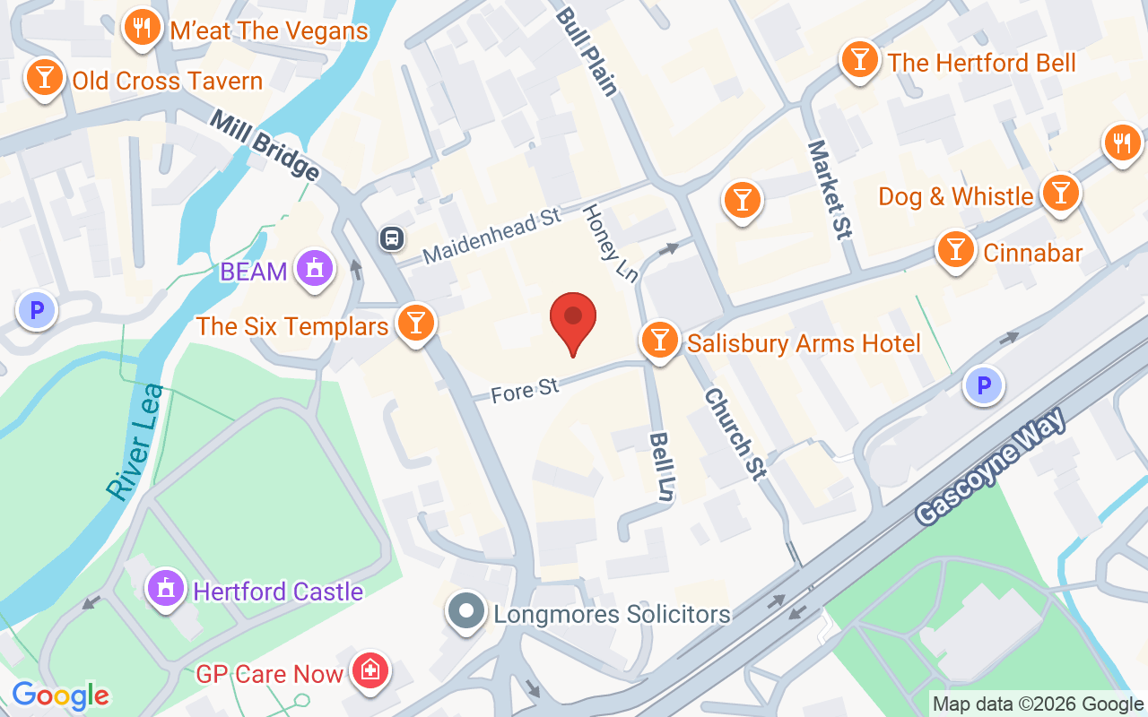 Map showing the location of Hertford Hair