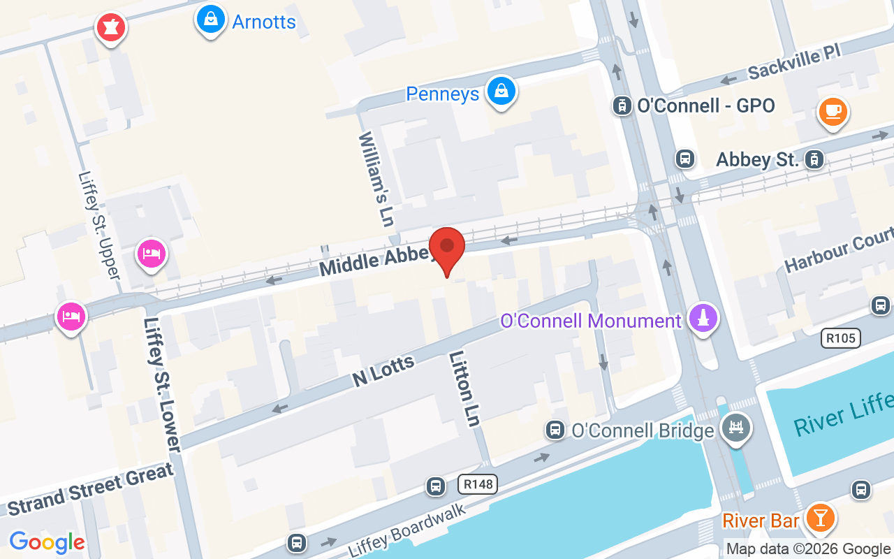 Map showing the location of Abbey Street