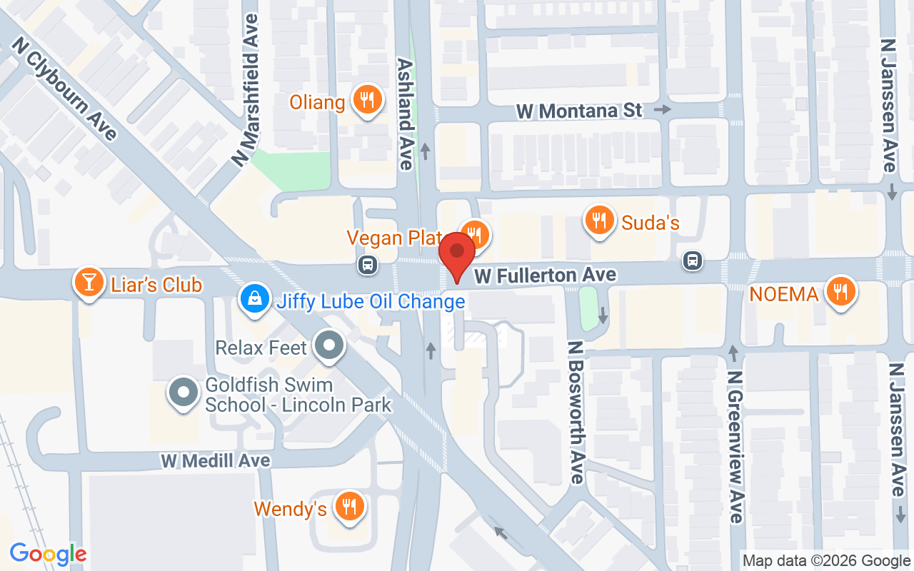 Map showing the location of Kouture Braids Chicago