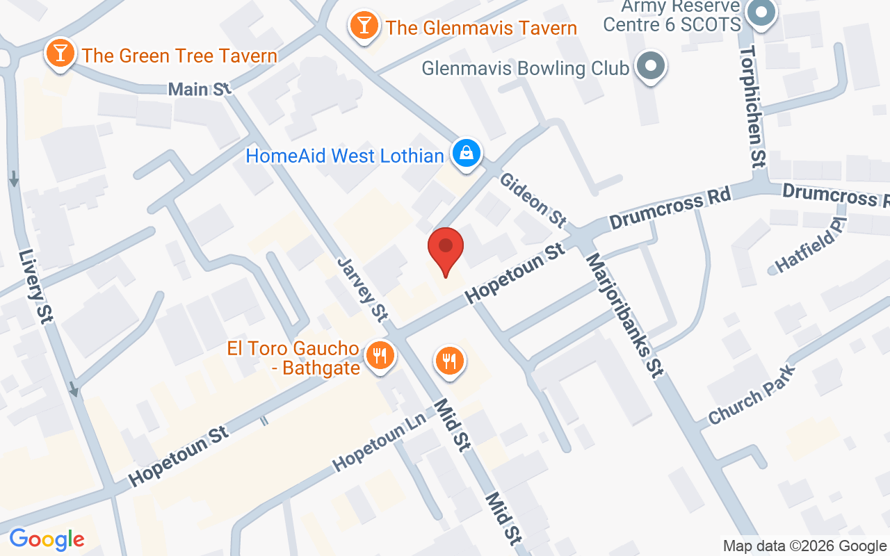 Map showing the location of Sanctum Hair & Beauty Salon in Bathgate