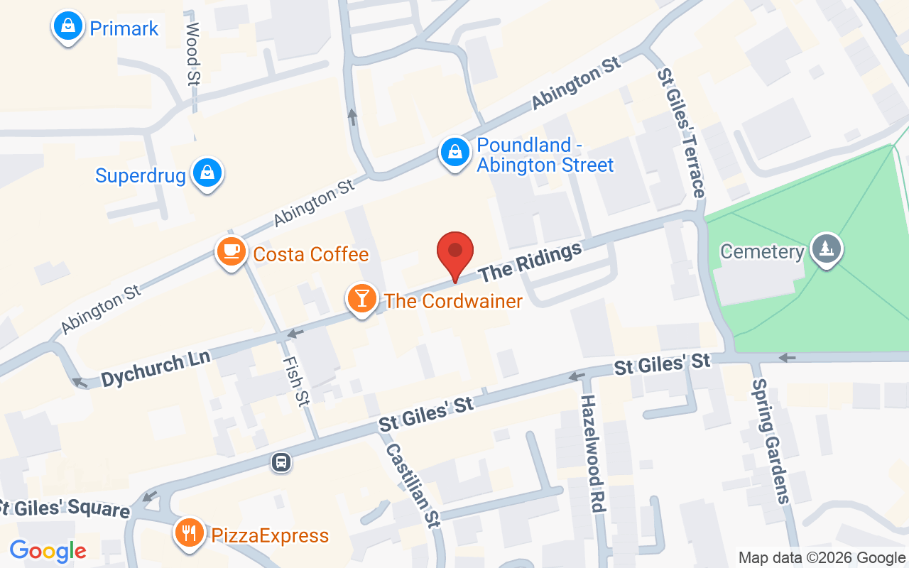Map showing the location of G&E McIntyres, Northampton
