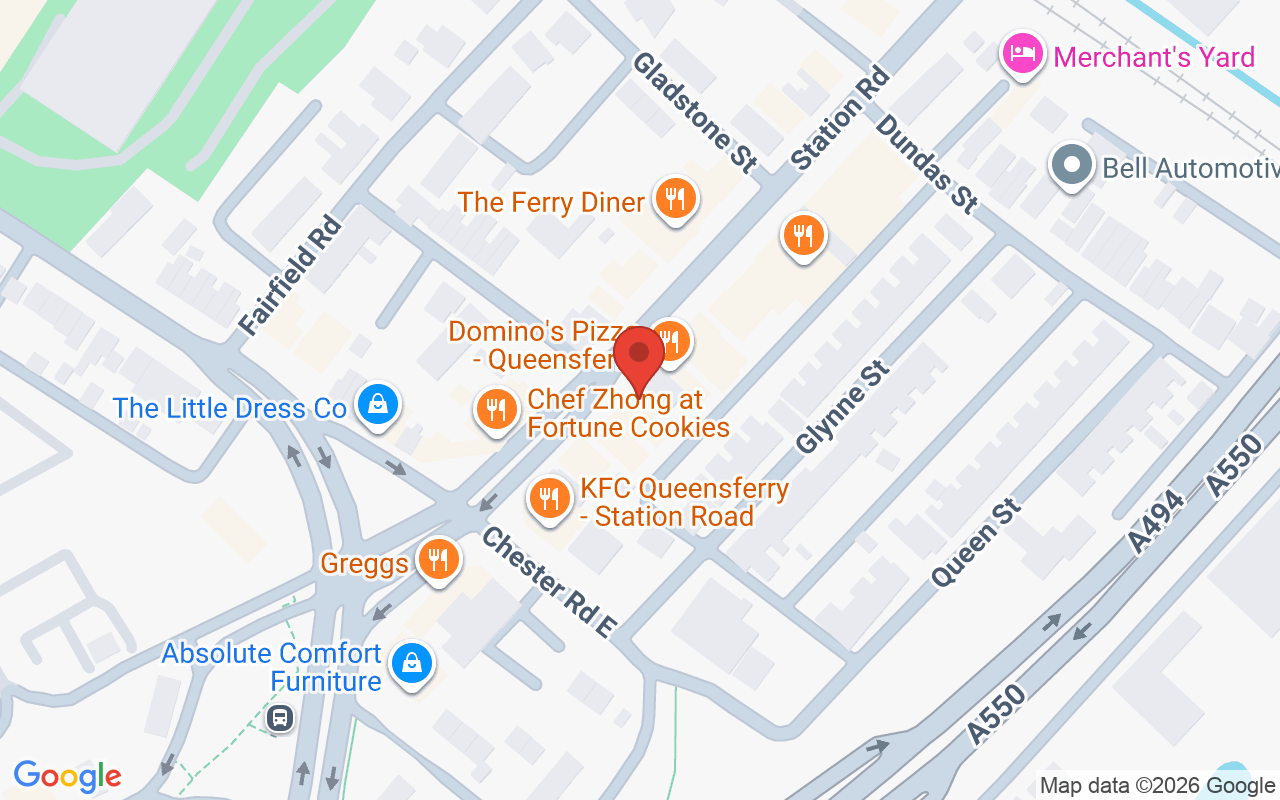 Map showing the location of Oasis Hair & Beauty, Queensferry, Flintshire