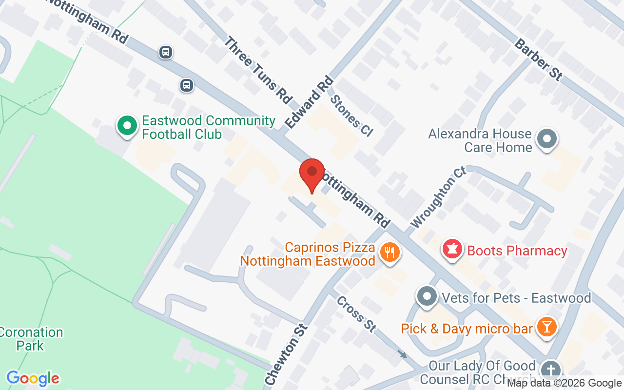Map showing the location of The Eastwood Retreat, Nottinghamshire