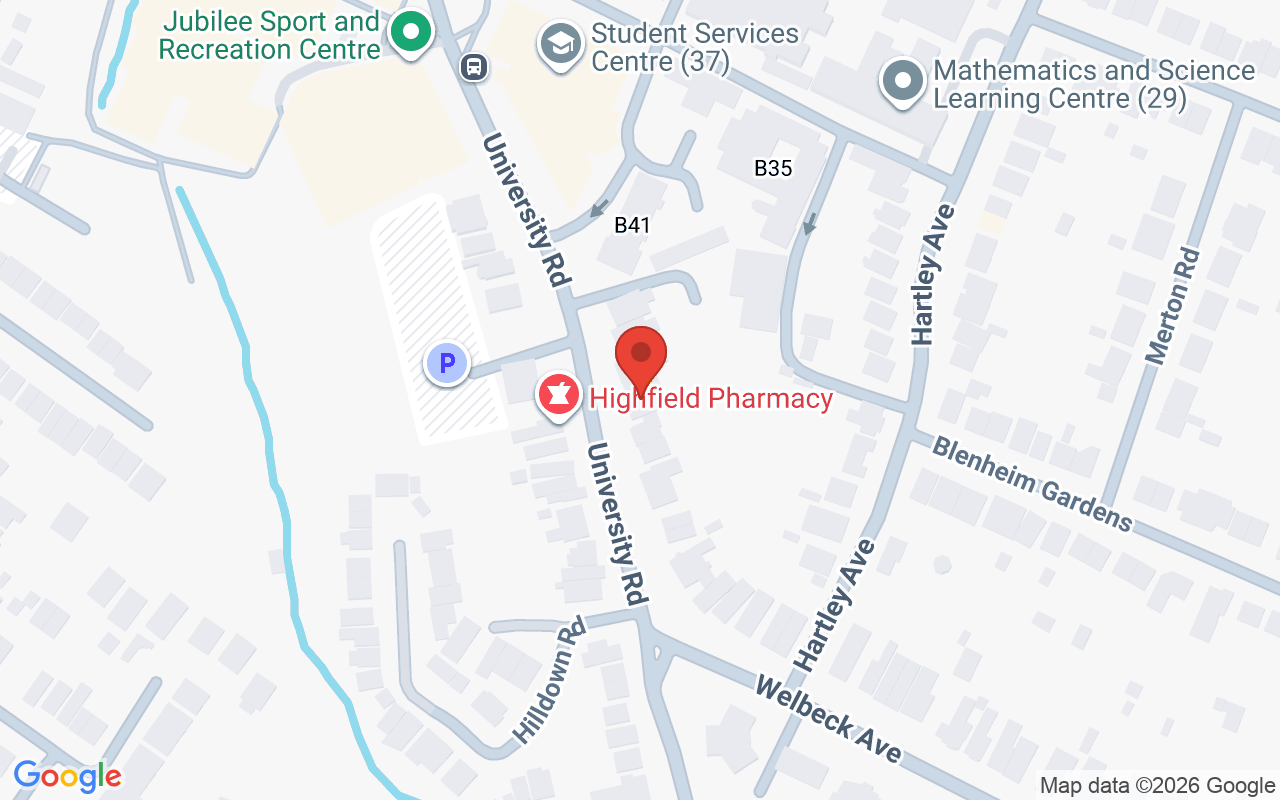 Map showing the location of Highfield Dental & Facial Clinic