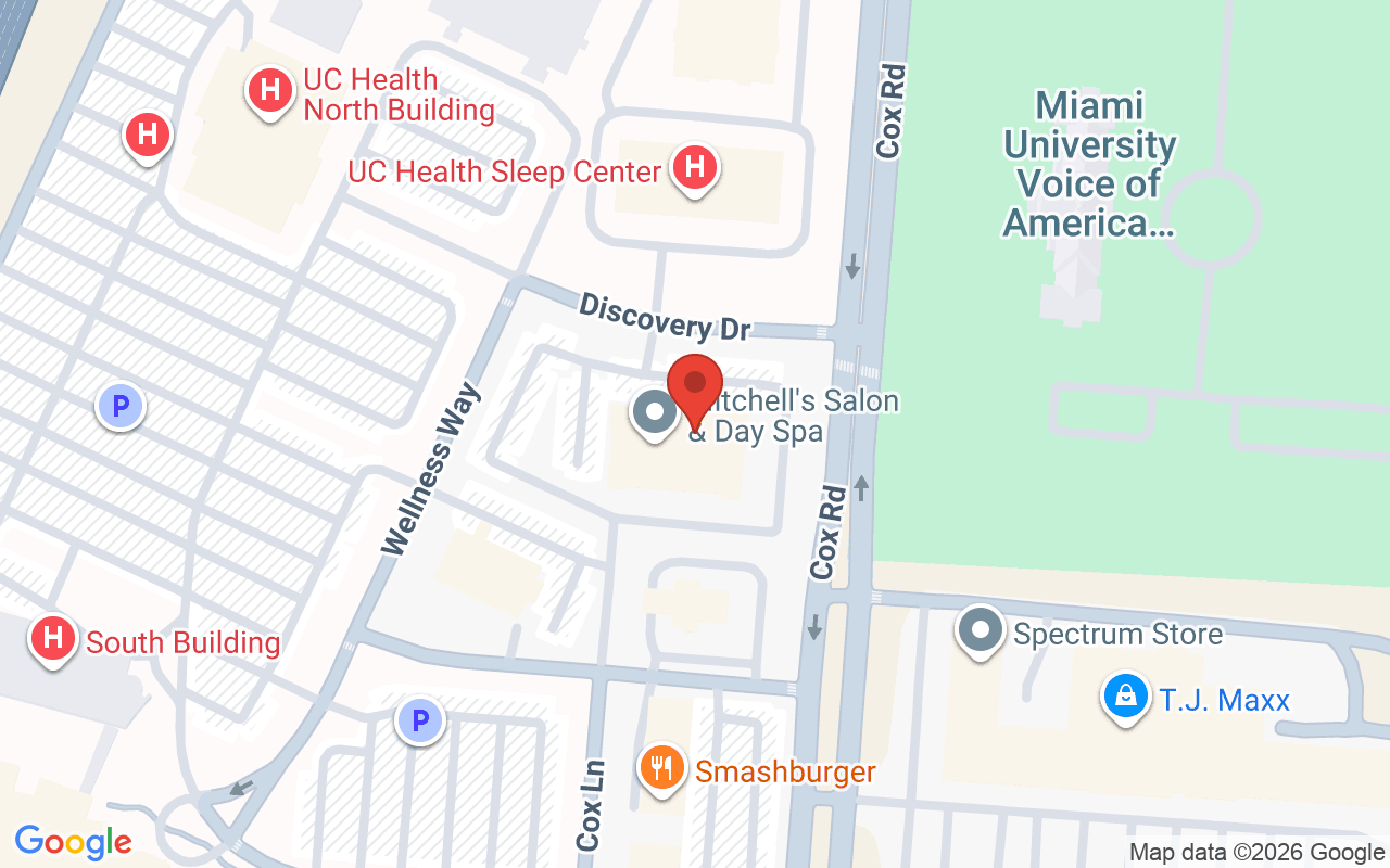 Map showing the location of Mitchell’s Salon & Day Spa