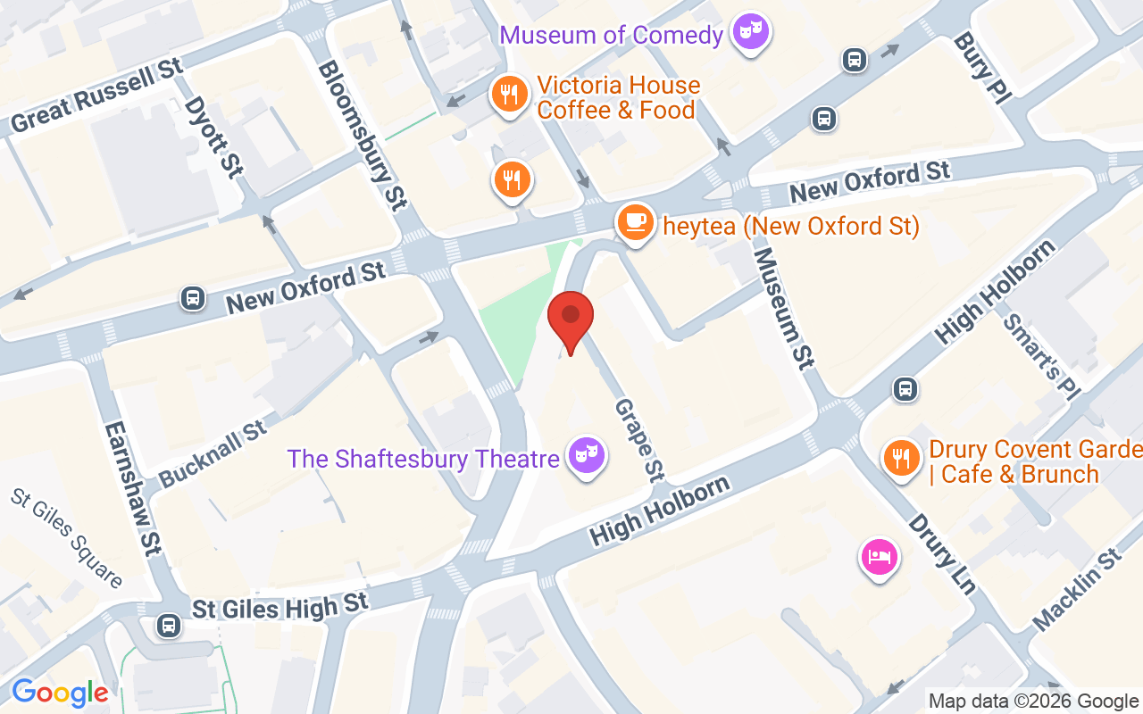 Map showing the location of Gusto Covent Garden