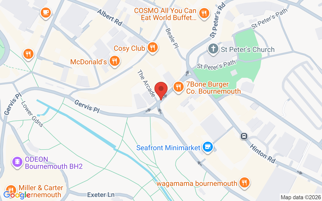 Map showing the location of TreatMyWrinkles Bournemouth – Botulinum & Dermal Filler Experts