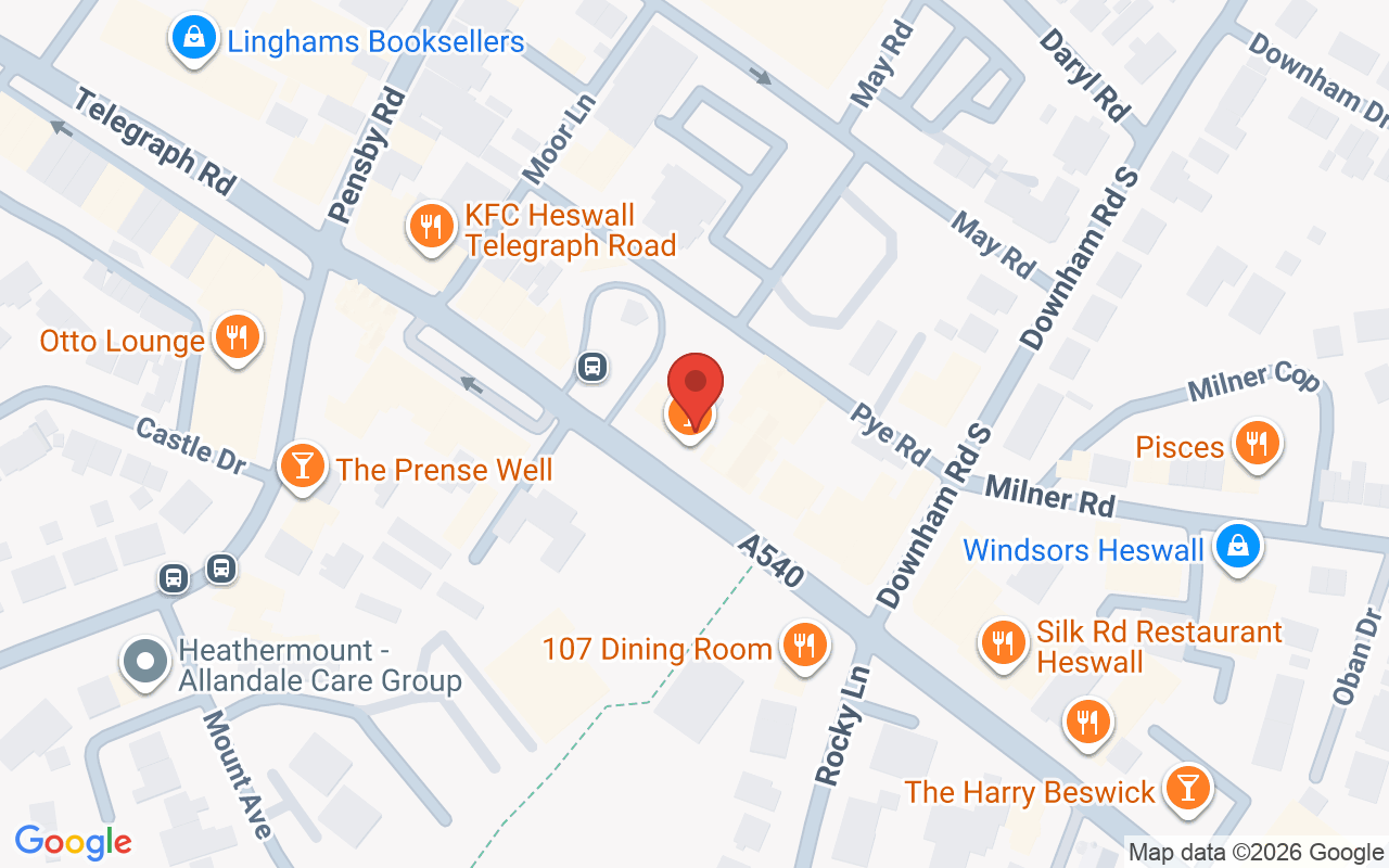 Map showing the location of Christopher Boyton Hair Heswall