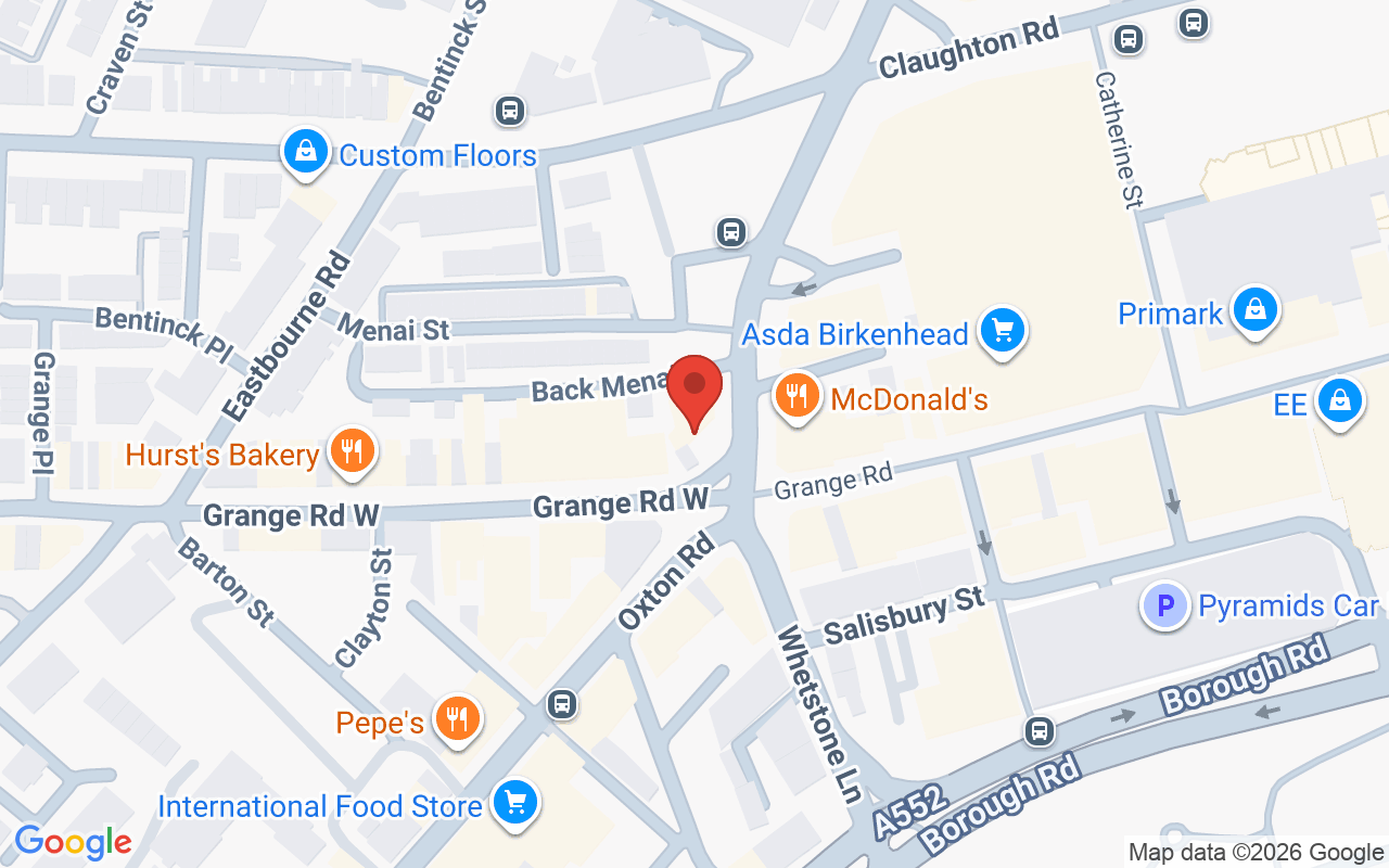 Map showing the location of Christopher Boyton Hair Birkenhead