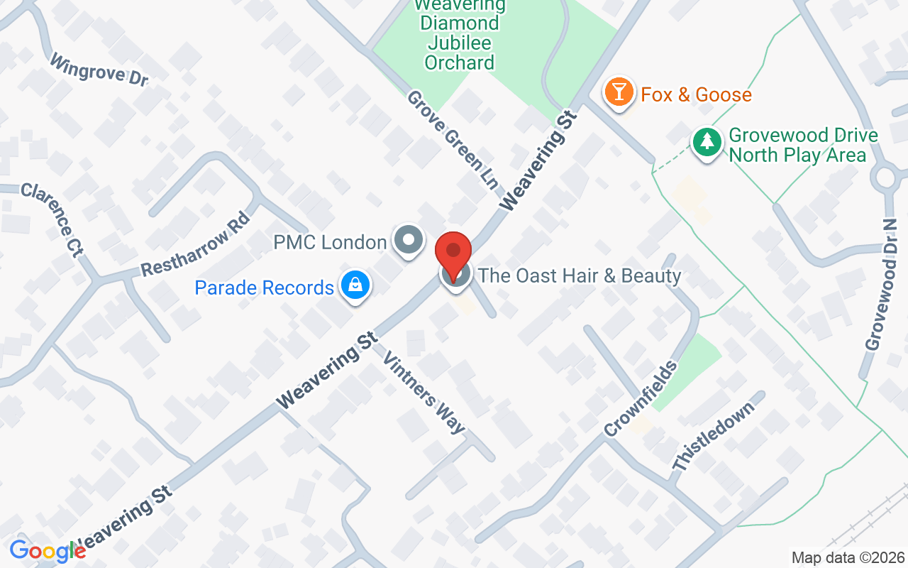 Map showing the location of The Oast Salon