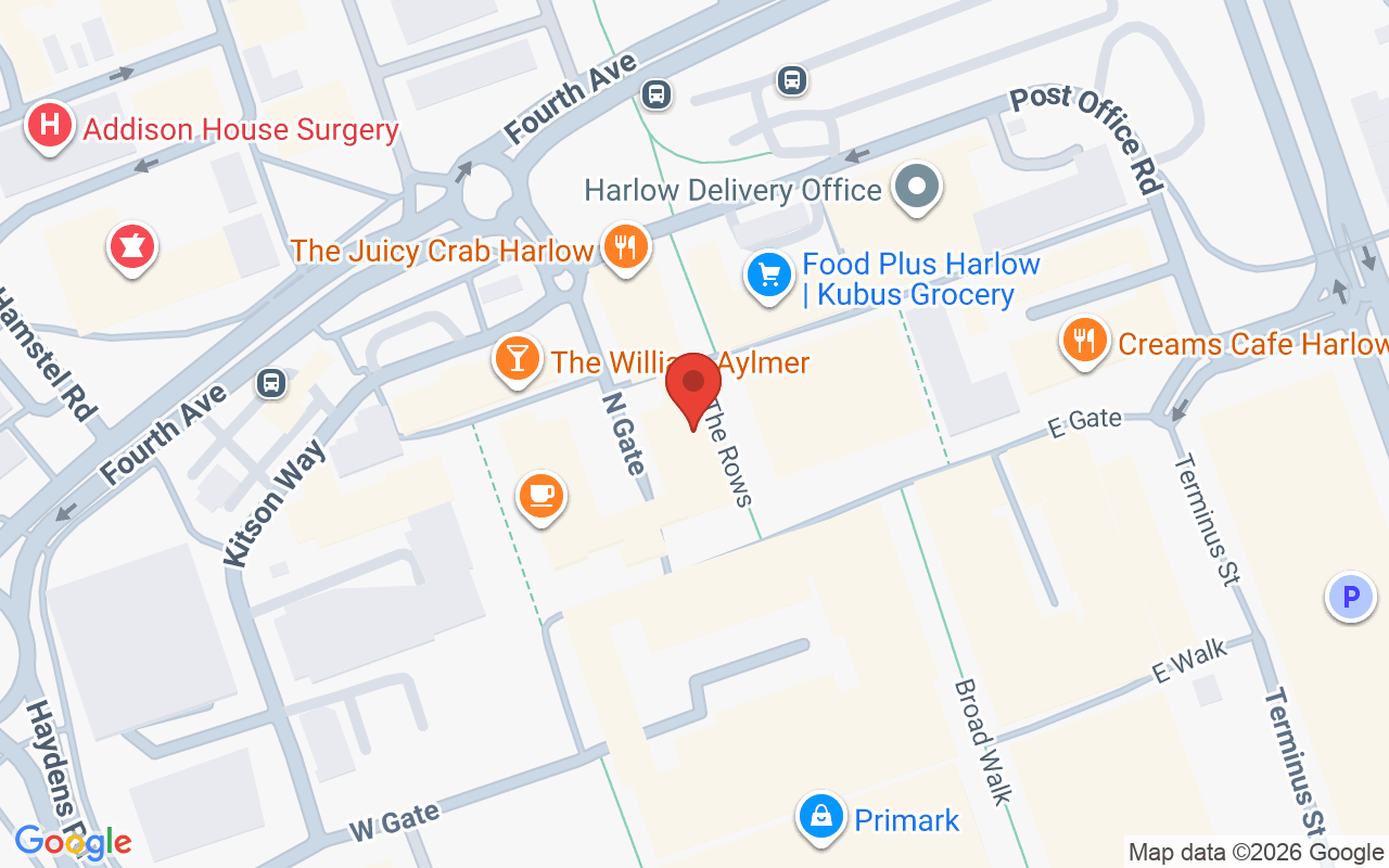 Map showing the location of Avant Garde, Harlow