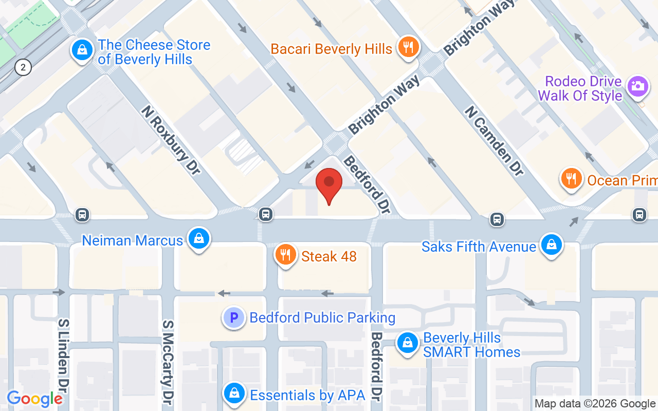 Map showing the location of Nelson J Salon Beverly Hills