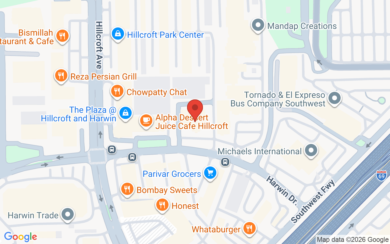 Map showing the location of Houston Wellness Boutique