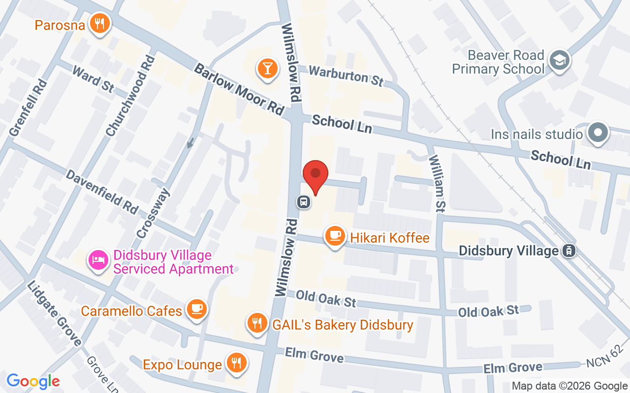 Map showing the location of Didsbury Hairdressing Salon