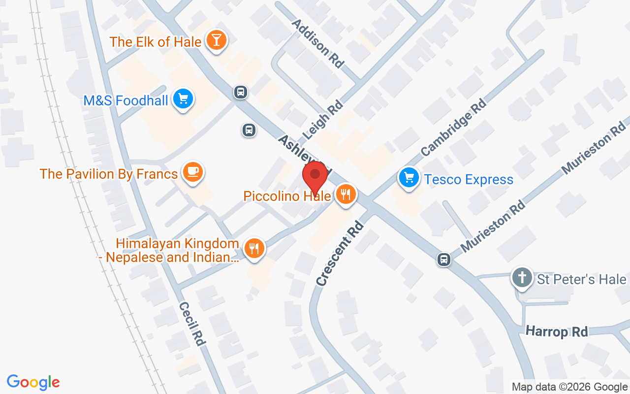 Map showing the location of Hale Hairdressing Salon