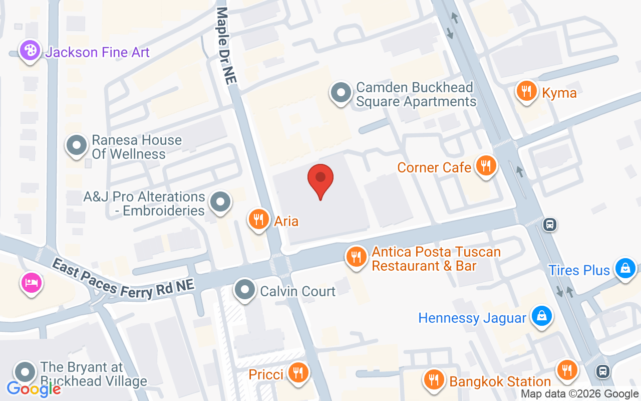 Map showing the location of Crown Spa of Buckhead
