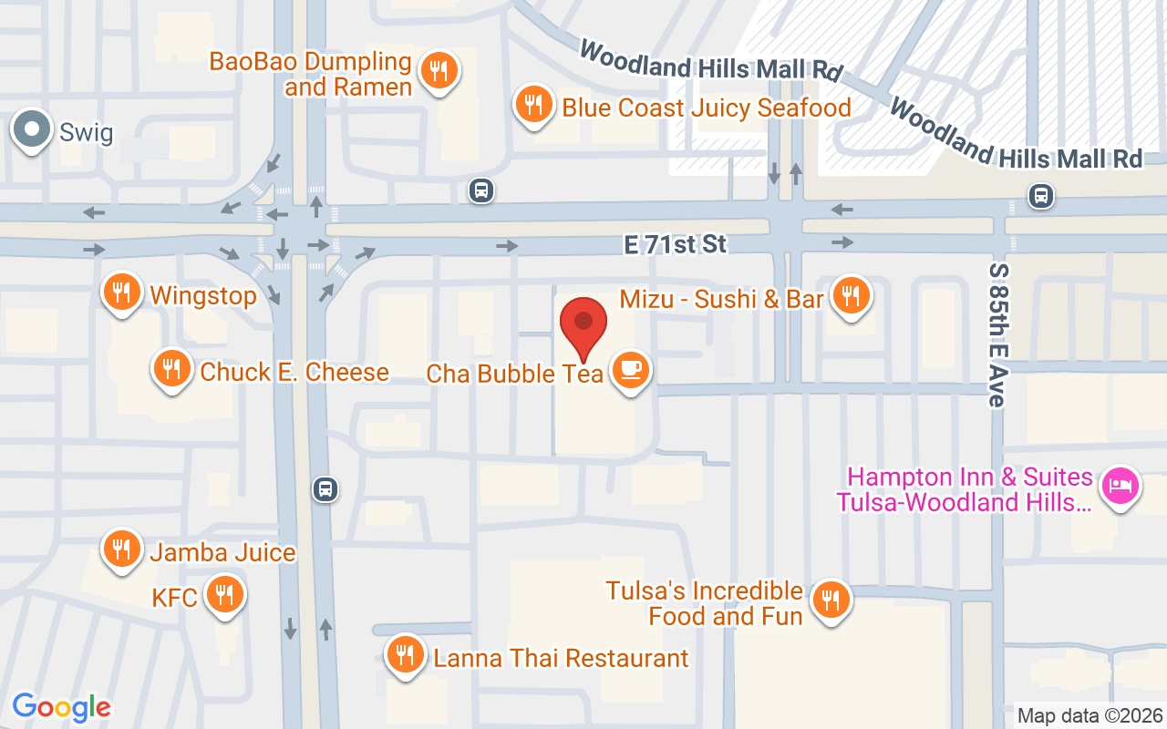 Map showing the location of Tulsa Hair Salon