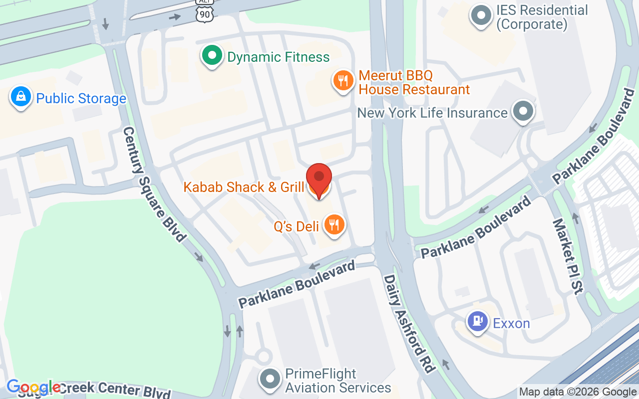 Map showing the location of Ashford and Parker Hair Studio
