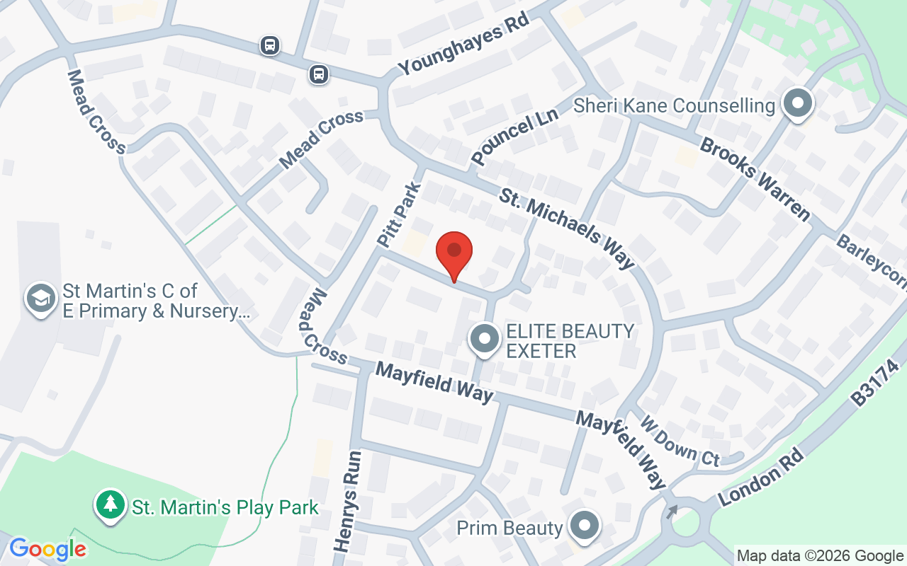 Map showing the location of Elite Beauty Exeter