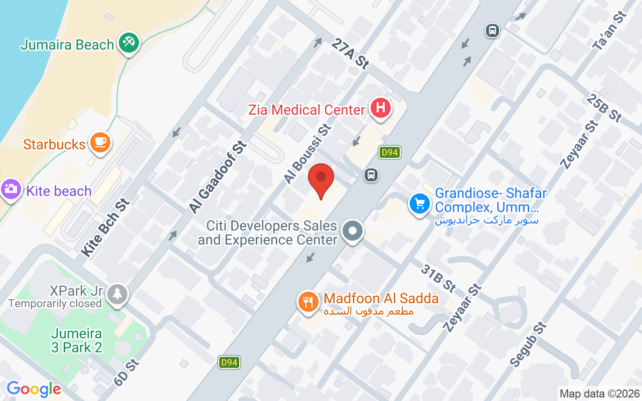 Map showing the location of The Nest Salon, Dubai