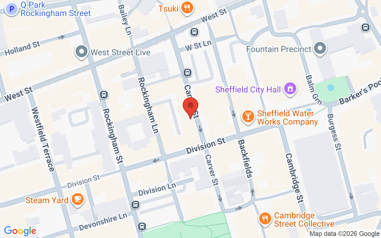 Map showing the location of Flash Express Beauty Bar, Sheffield