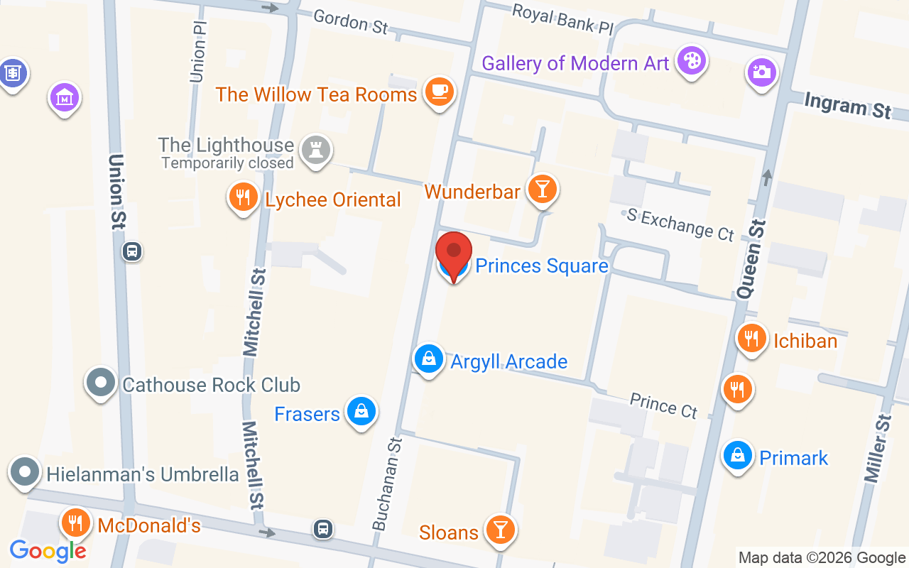 Map showing the location of Bloom Lifestyle Glasgow