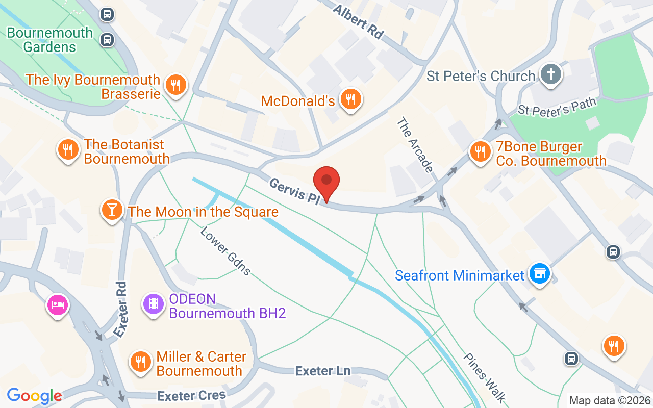 Map showing the location of Bournemouth Anti-Wrinkle Experts