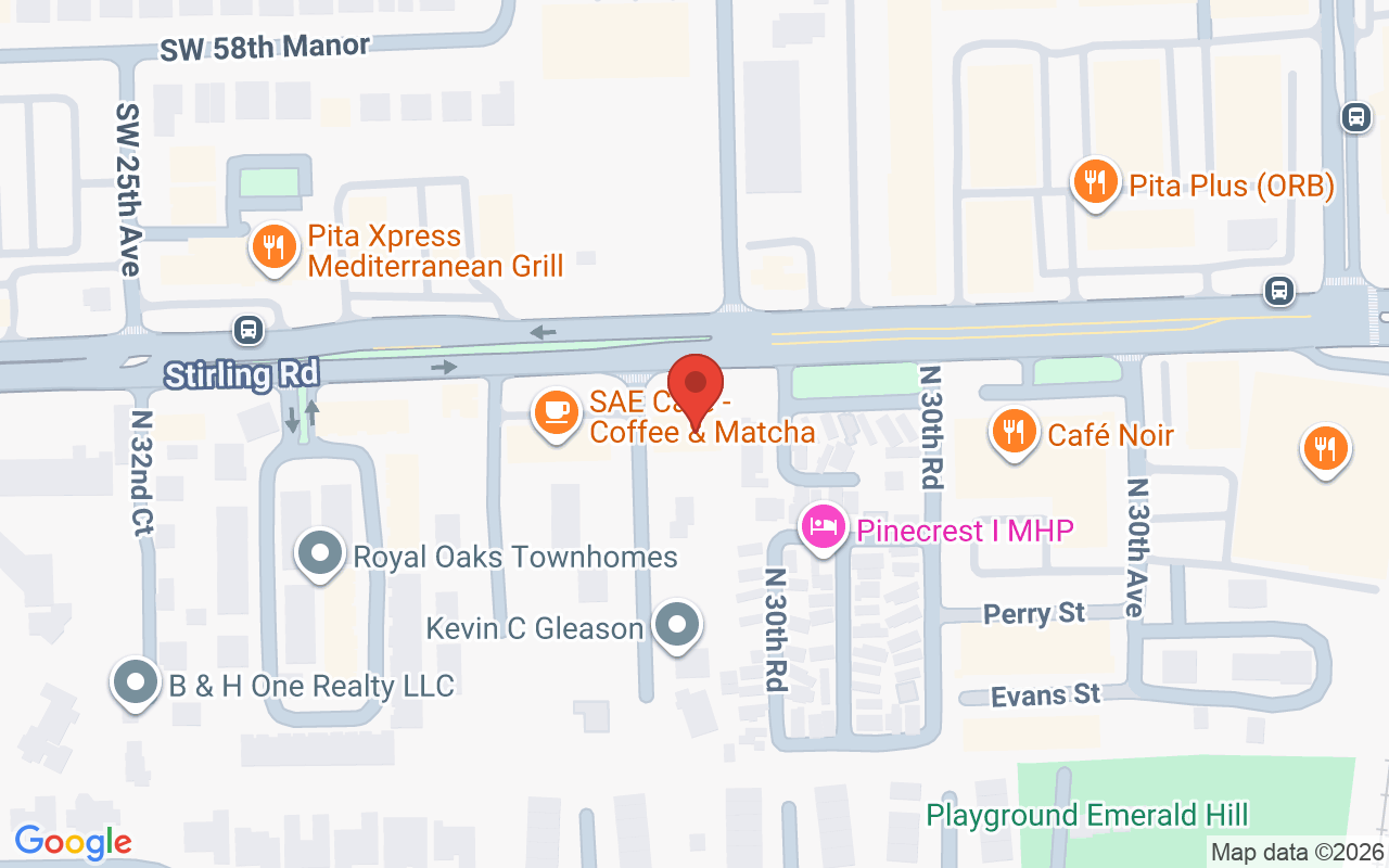 Map showing the location of Tomy Mishali Salon & Spa Hollywood & Fort Lauderdale