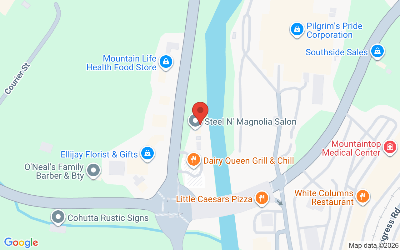 Map showing the location of Steel N Magnolia Salon