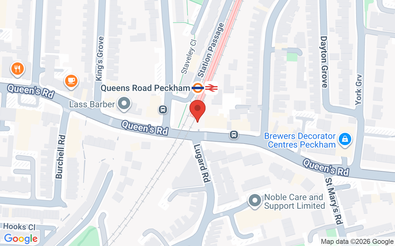 Map showing the location of DKUK, Peckham