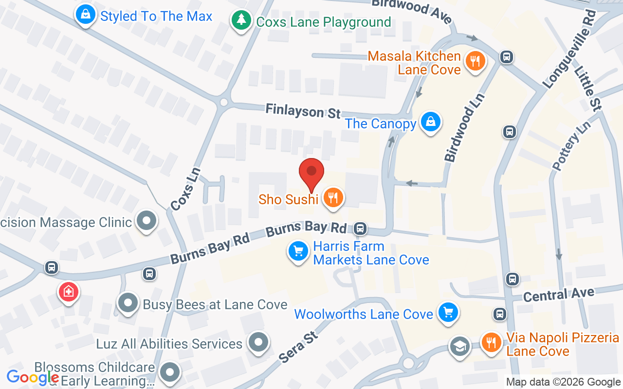 Map showing the location of Choi Lash & Brow Lane Cove