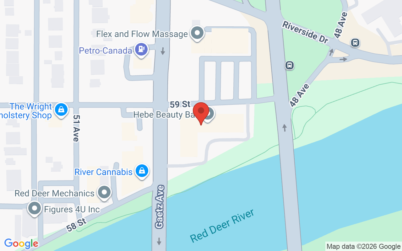 Map showing the location of hello beauty lounge Red Deer